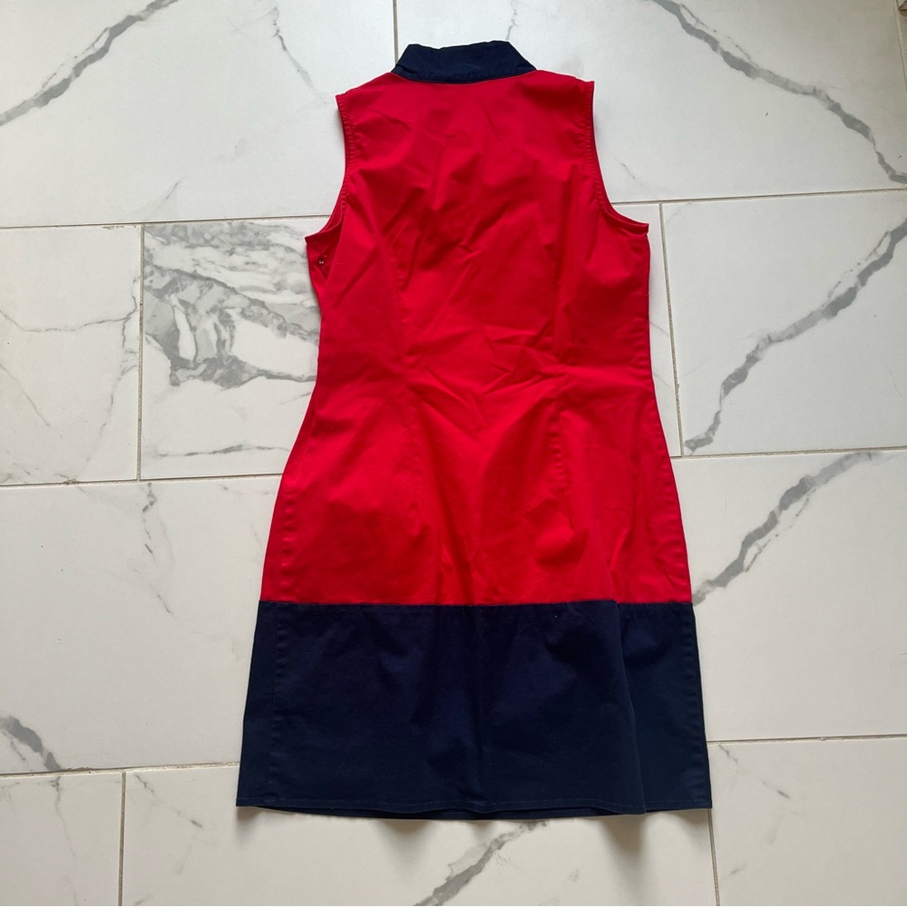 Sail To Sable Red Navy Color Block Shift Dress Sm… - image 3